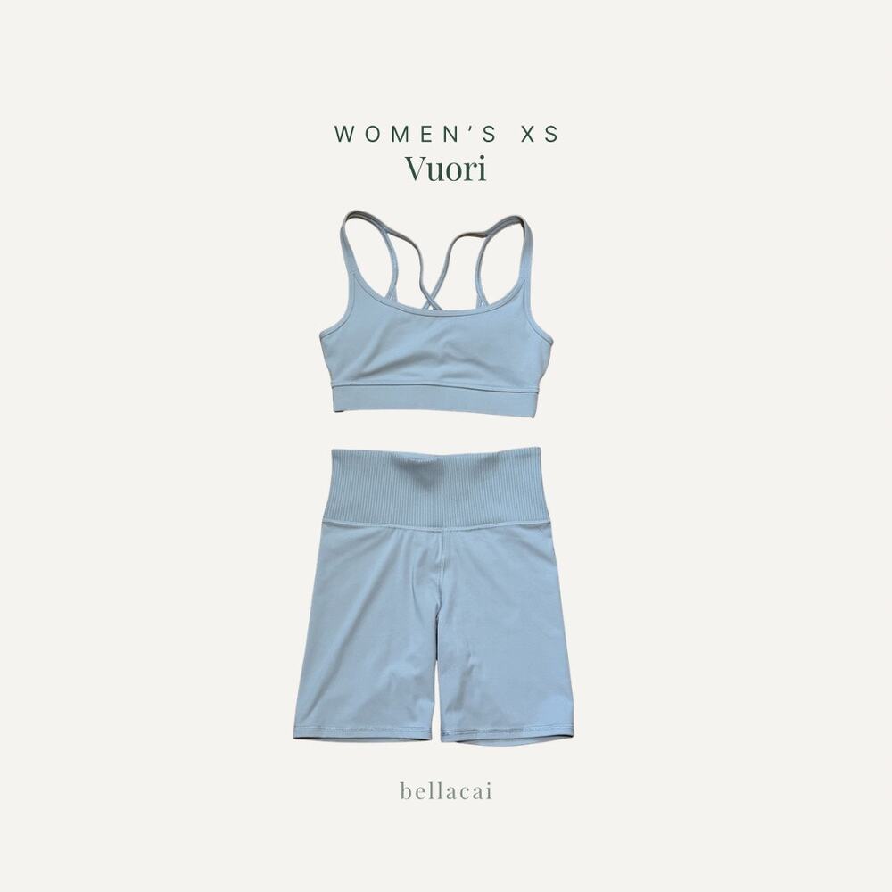 Vuori | Sage Green Matching Set - Daily Sports Bra & Elevation Bike Shorts XS